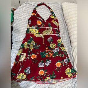 Flowery red bath dress. Ideal for this summer